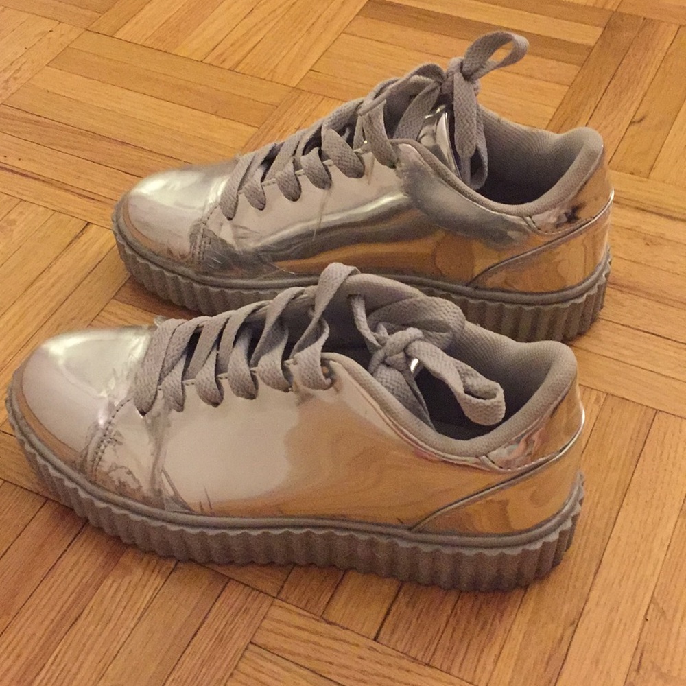 Qupid Silver Metallic Creepers